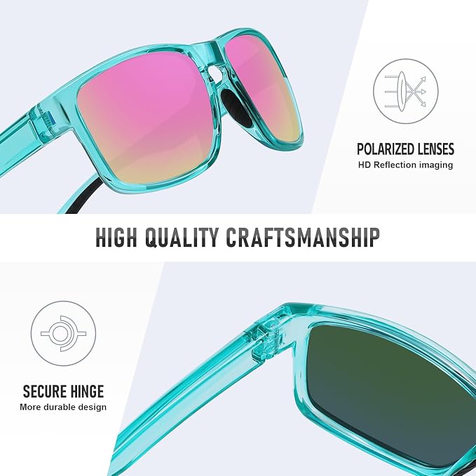Sports Polarized Sunglasses for Men Women UV Protection Unbreakable Driving Running Fishing Hiking Sun Glasses