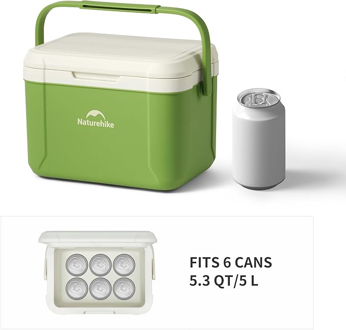 Naturehike 5.3/15/19 QT Hard Cooler, Insulated Ice Chest Box, Portable Ice Retention Cooler for Beach Camping Picnic Fishing Barbecue