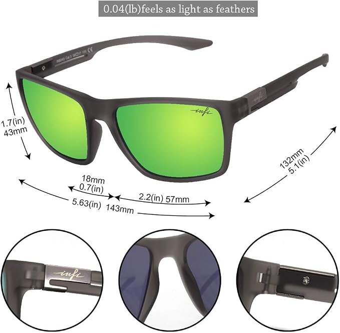 INFI Fishing Polarized Sunglasses for Men Driving Running Golf Sports Glasses Square UV Protection Designer Style Unisex