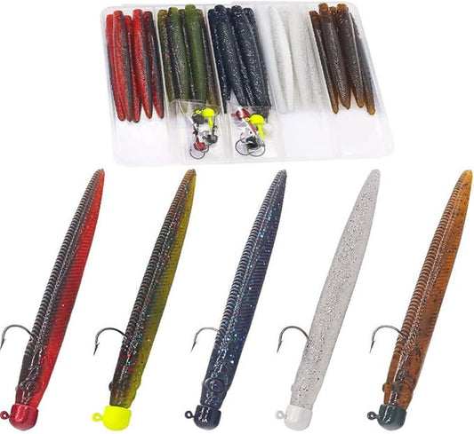 Ned-Rig-Kit-Finesse-Baits-Soft-Plastic-Worms-Fising-Lure for Bass Stick Swimbait Minnow Crawfish Lures Shroom Ned Jig Head Kit