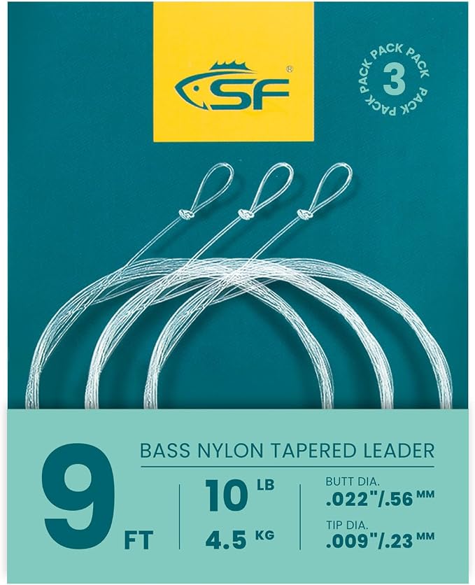 SF Pre-Tied Loop Fly Fishing Tapered Leader Nylon Clear Trout Freshwater Saltwater Bonefish Permit Bass Salmon Steelhead 7.5FT 9FT 10FT 12FT 15FT 0X 1X 2X 3X 4X 5X 6X 7X