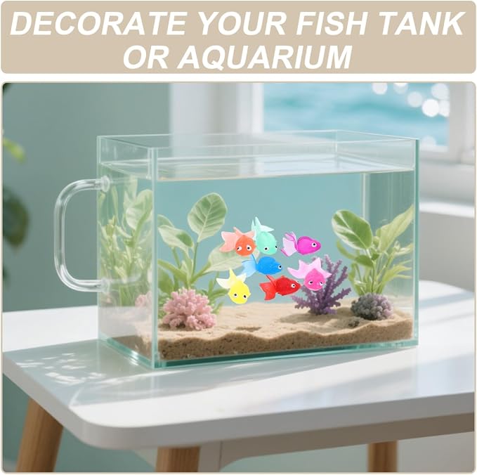 Healifty 20Pcs Artificial Goldfishes Rubber Aquarium Floating Fish for Aquarium Fish Tank Decoration Mixed Color 1.77 X 1.96 X 0.78''