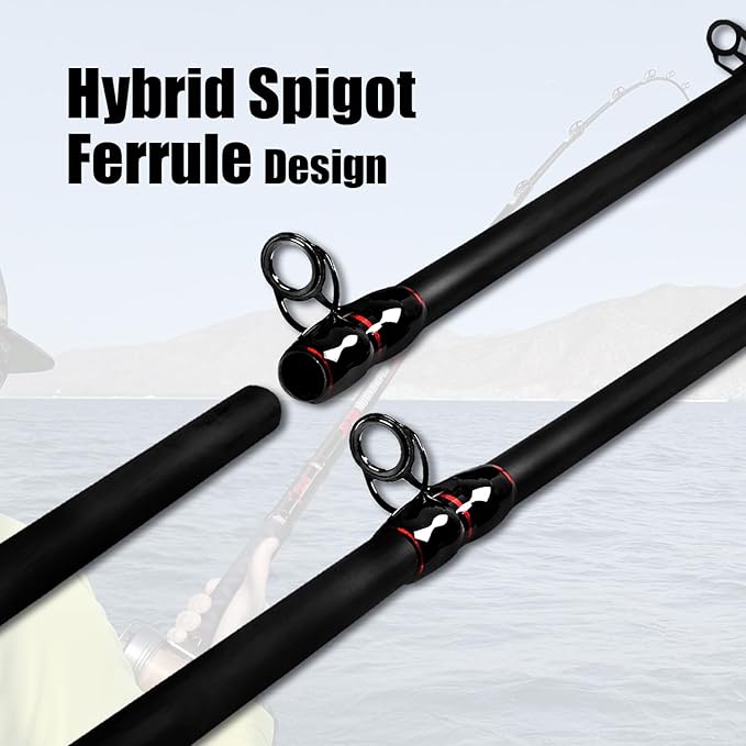 Fiblink Surf Casting Fishing Rod 2-Piece Graphite Travel Baitcasting Fishing Rod