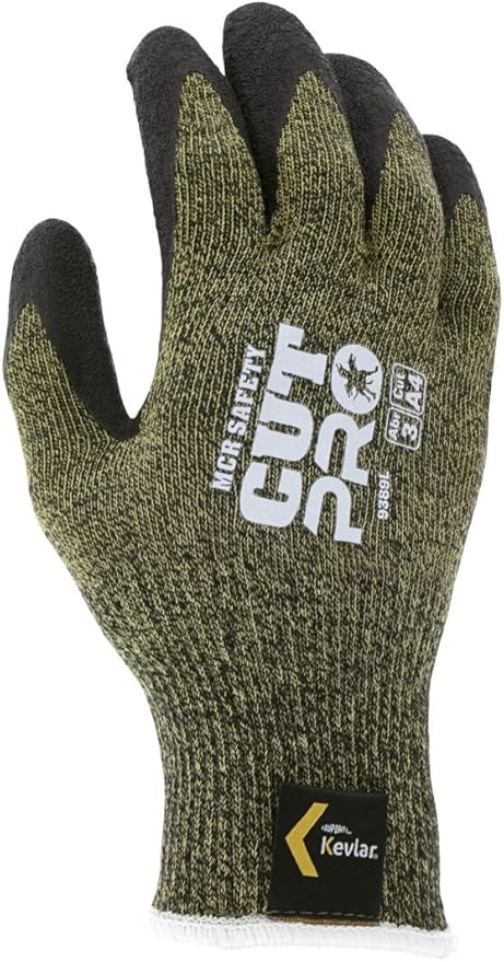 MCR Safety 9389M KS-5 Kevlar/Stainless Steel 13 Gauge Men's Gloves with Latex Dip Palm and Fingers, Black, Medium, 1-Pair