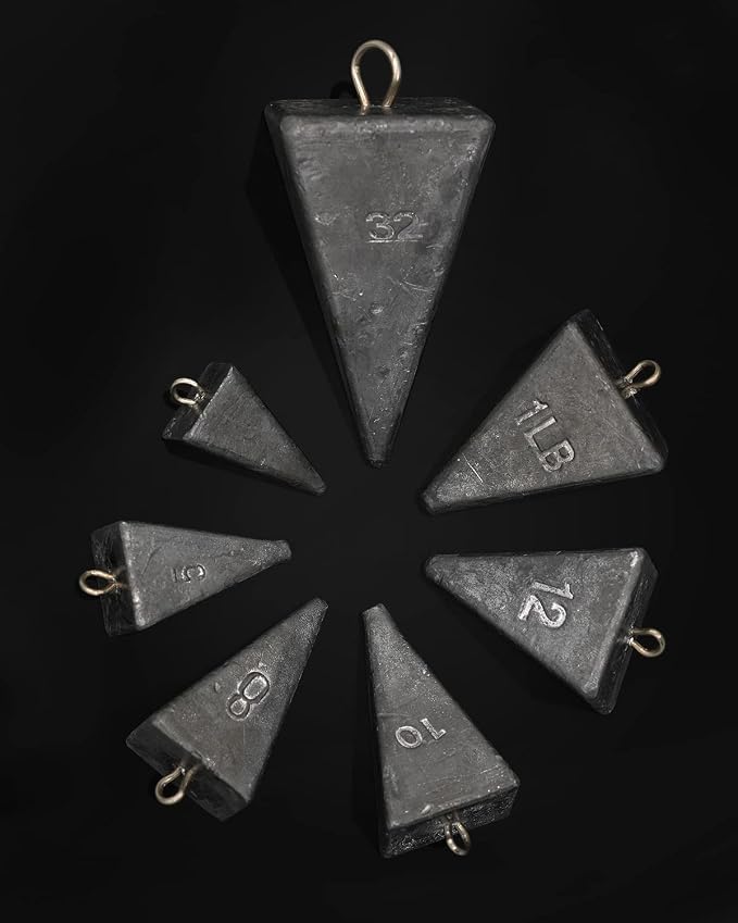 BLUEWING Pyramid Sinkers Lead Fishing Weights 1oz,2oz,3oz,5oz,8oz,10oz,12oz,16oz,32oz for Saltwater