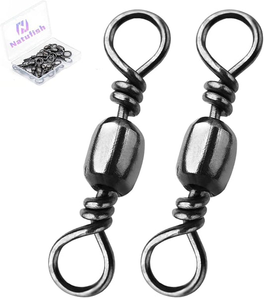 Fishing Barrel Swivels - 50Pcs/100pcs Solid Ring Rolling Swivel Connector High Strength Fishing Terminal Tackle for Saltwater Sea Fishing
