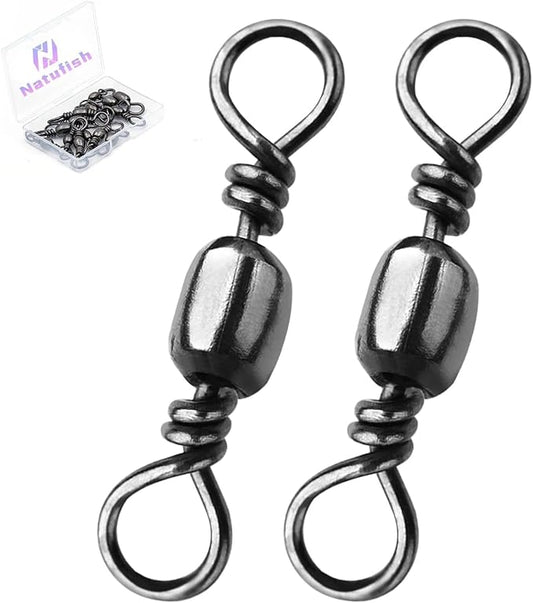 Fishing Barrel Swivels - 50Pcs/100pcs Solid Ring Rolling Swivel Connector High Strength Fishing Terminal Tackle for Saltwater Sea Fishing