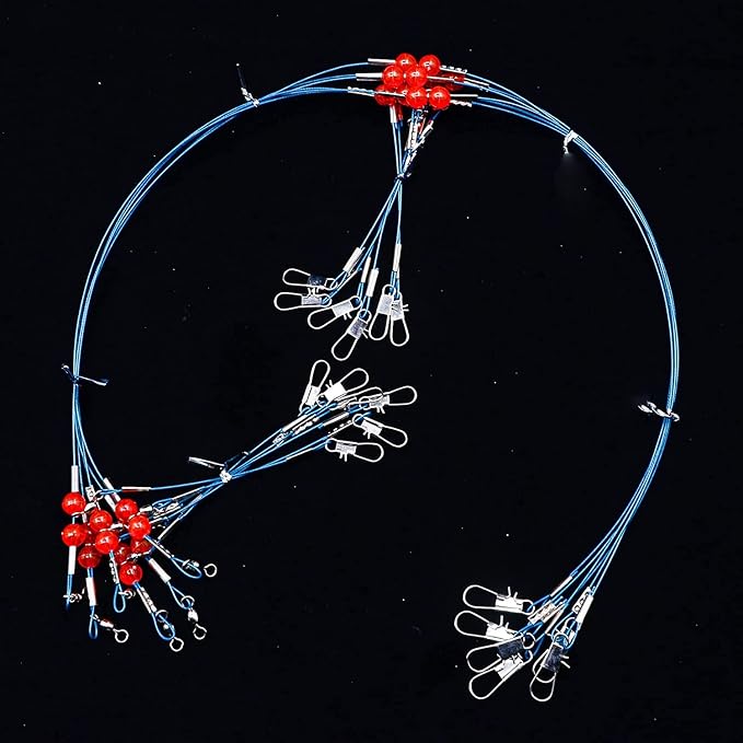 YOTO Fishing Leaders,Stainless Steel Tackle Rig with Tackle Lure Swivels Snaps, Saltwater rig Wire Leader Fishing Leader Wire Bottom rigs for Saltwater