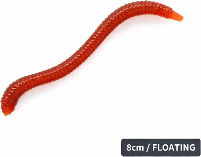 FishBait Soft Plastic Fishing Worms 20pcs/Pack, Lifelike Artificial Bait for Freshwater & Saltwater, Red Color, Reusable Fishing Lures for Bass, Trout, Crappie, 3.1" with Storage Box