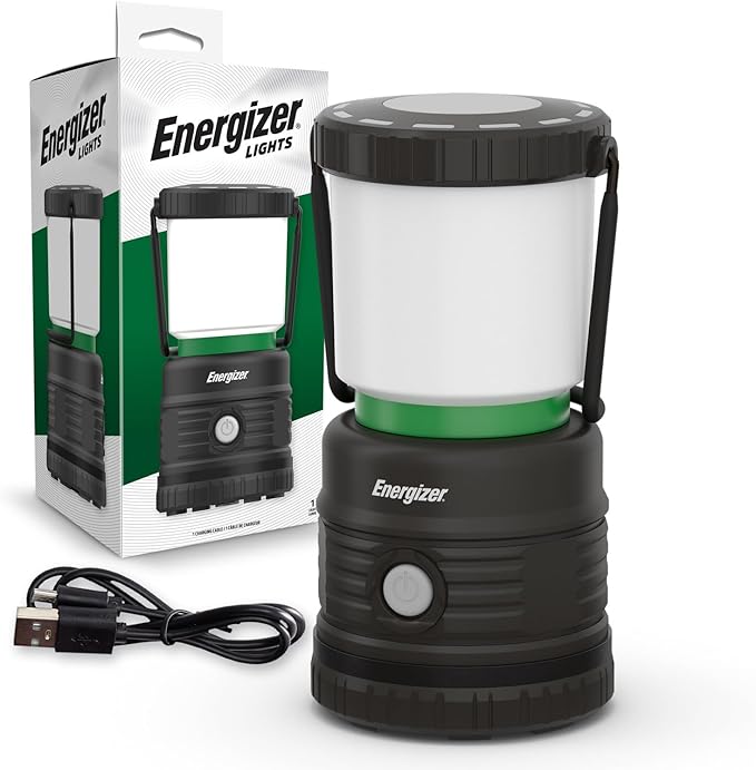Energizer LED Camping Lantern X1000, Bright and Rugged Tent Light, Water-Resistant Rechargeable Lantern for Camping, Hiking, Fishing, Emergency, Portable Light (USB Cable Included)