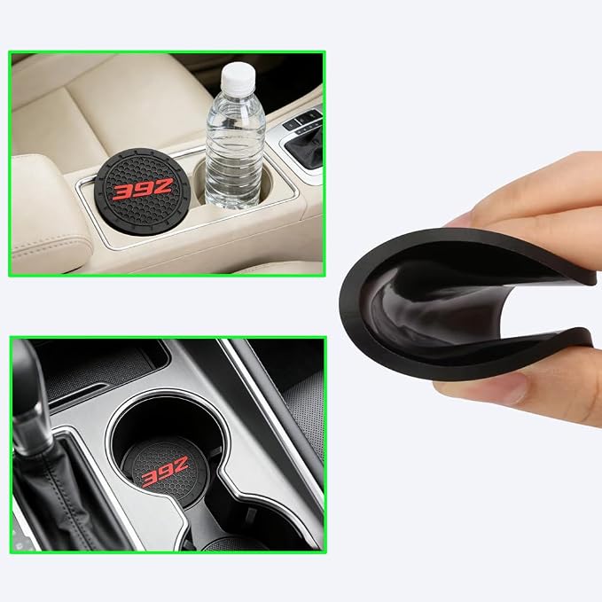 2 Pack SRT 392 Car Cup Holder, Non-Slip Cup Coasters for Dodge Challenger Durango SRT 392 Fashion car Interior Accessories,Decorative Car Cup Mat, Diameter 2.75 Inch