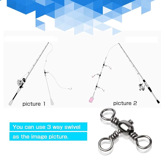 AMYSPORTS Stainless 3way Swivel Fishing crossline swivels 3 Way rigs Saltwater Freshwater Drifting trolling Fishing Tackle Connector for Spoons Minnow baits