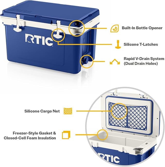 RTIC Ultra-Light 32 Quart Lightweight Hard Cooler, Insulated Portable Ice Chest 13 lbs, 48-Can Capacity, 5-Day Ice Retention, for Camping, Fishing, Beach, Boat, Picnic, Day Trip