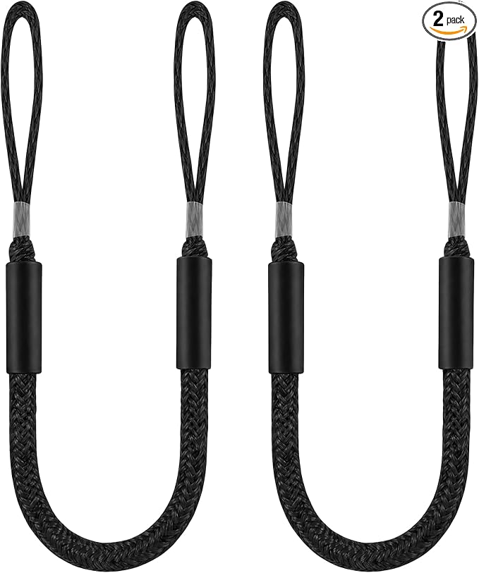 Boat Bungee Dock Lines, Scratch-Free Loop Ends Mooring Rope, Shock Absorbing Pontoon Tie Down Accessories Compatible with Models for Jet Ski（3ft-2 Pack-Black）