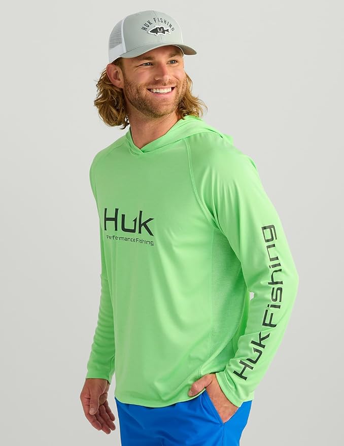 HUK Mens Pursuit Vented Long Sleeve Hoodie, Fishing Shirt with Hood