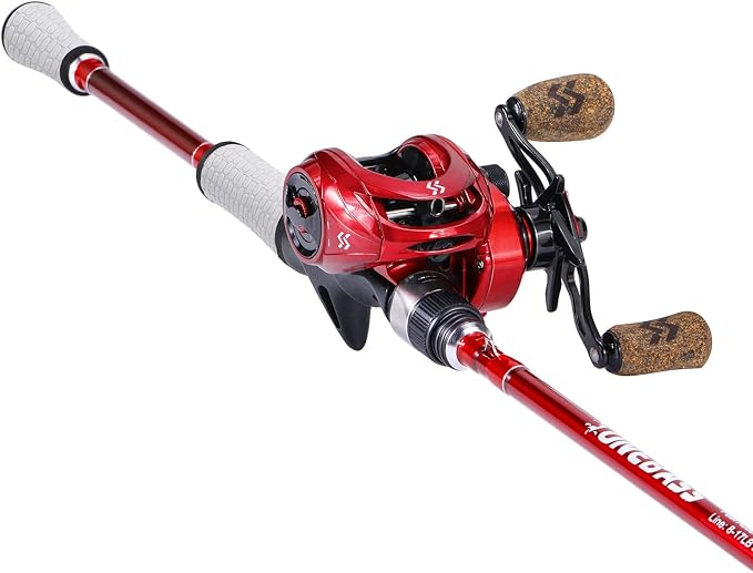 One Bass Spirit Flame Fishing Rod Reel Combo, Spinning & Baitcasting Fishing Pole with Graphite 2Pc Blanks, Stainless Steel Guides