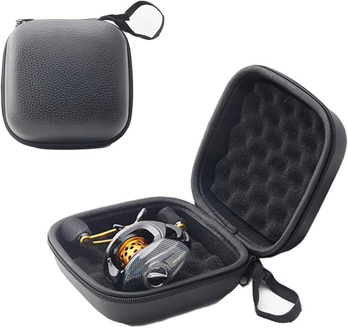 Fishing Reel Bag, Portable Shockproof Waterproof Fishing Reel Protective Case for Baitcasting Drum Spinning Raft Reels(Inner size: 5.51 * 5.51 * 2.76inches)