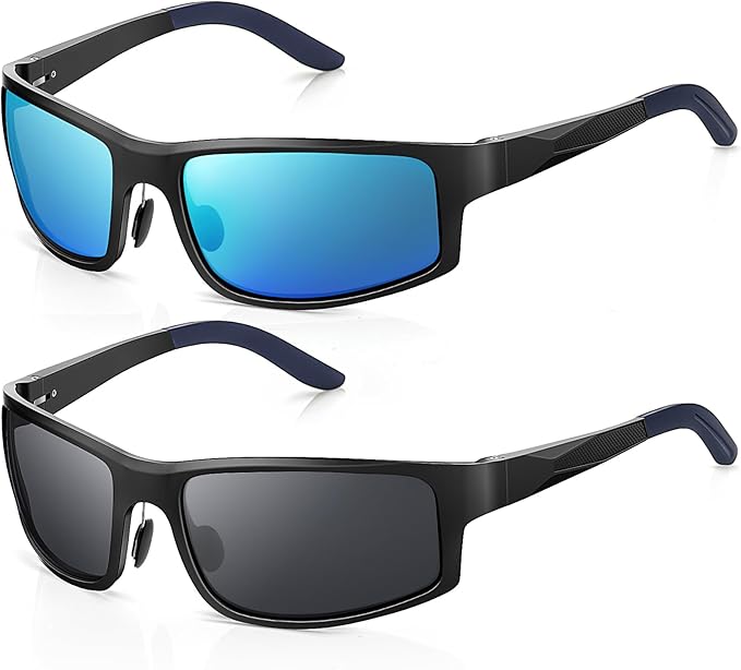 Unbreakable Polarized Sports Sunglasses for Men, Scratch/Seawater-Proof/Oleophobic Coating Lens, Aluminum Frame Sun Glasses