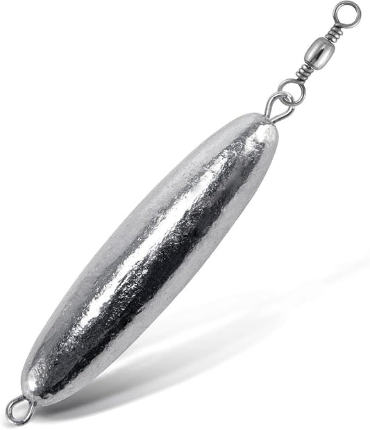 Dr.Fish 10 Pack in-line Trolling Sinkers with Swivel Torpedo Weight Lead Fishing Sinkers Double Ring Saltwater Freshwater Salmon Walleye Trolling