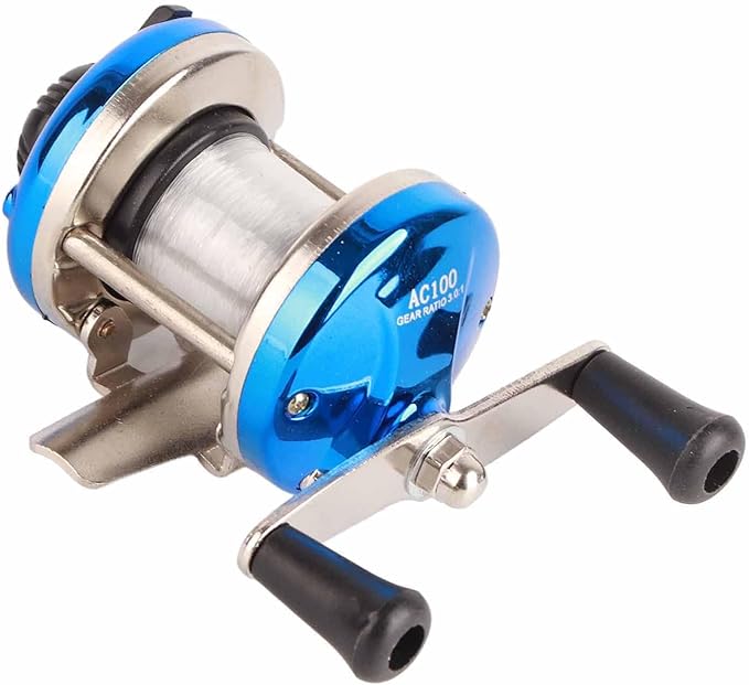 Fishing Reel, RoundBaitcasting Reel Conventional Fihsing Wheel with Line Lure Reel for Catfish, Salmon/Steelhead, Striper Bass and Inshore Saltwater Fishing(Blue)