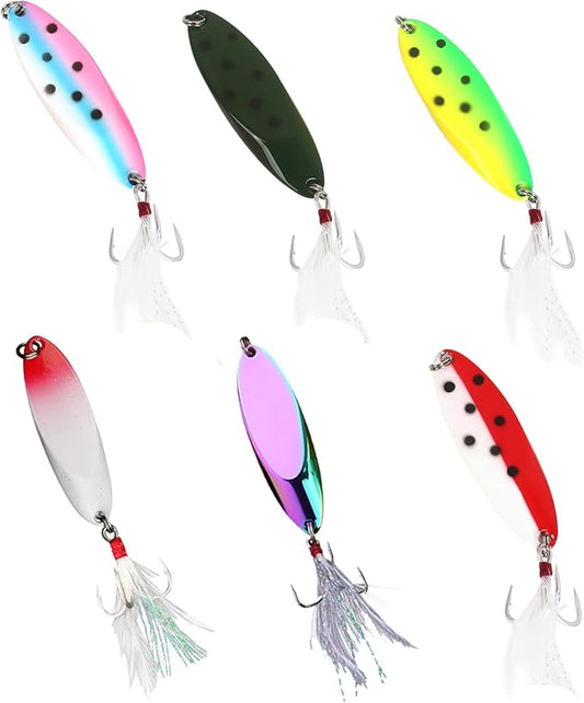 Metal VIB Spinner Blade Baits: 10pcs Blade – Bass & Trout Fishing Lures with Treble Hooks, High-Flash Vibration Hard Baits for Perch Walleye Pike Freshwater Saltwater