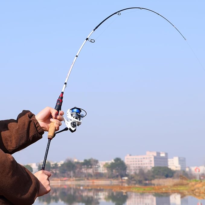 Sougayilang Fishing Rod and Reel Combo, 5.9ft/6.9ft 2-Piece MH Spinning Rod with Spinning Reel, 15lb Max Drag, Cork & EVA Grip, Saltwater Freshwater Gear for Bass Walleye Trout-2Packs