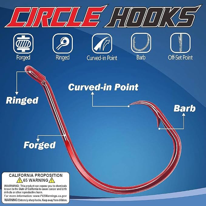 XFISHMAN Circle-Hooks-Fishing-Equipment-Octopus-Hooks-Saltwater-50 Pack #1 –12/0
