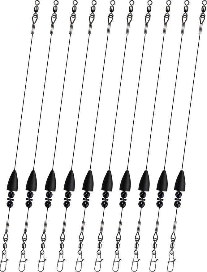 Texas Rigs 10 Pack, Pre-Rigged Bass Fishing Rig with Bullet Weight, Swivel & Snap, Weedless Soft Plastic Rig for Largemouth & Smallmouth Bass