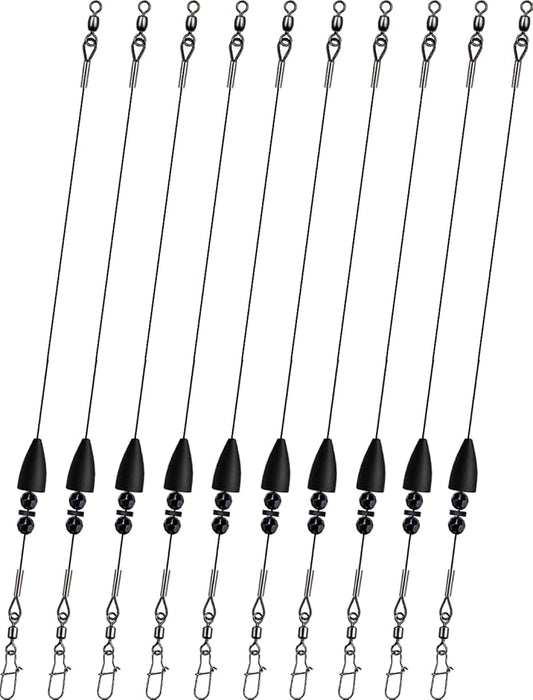 Texas Rigs 10 Pack, Pre-Rigged Bass Fishing Rig with Bullet Weight, Swivel & Snap, Weedless Soft Plastic Rig for Largemouth & Smallmouth Bass