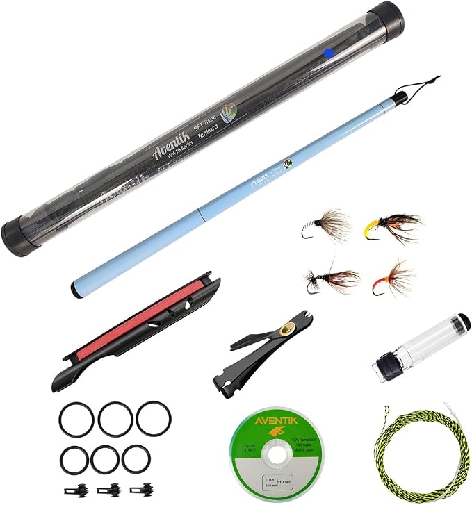 Aventik FreshStart Tenkara Rod in 7ft/8ft,Action 7:3 Complete Beginner Tenkara Rod Kit, 24T Carbon Fiber, Easy to Cast Flexible Durable Lightweight and Compact