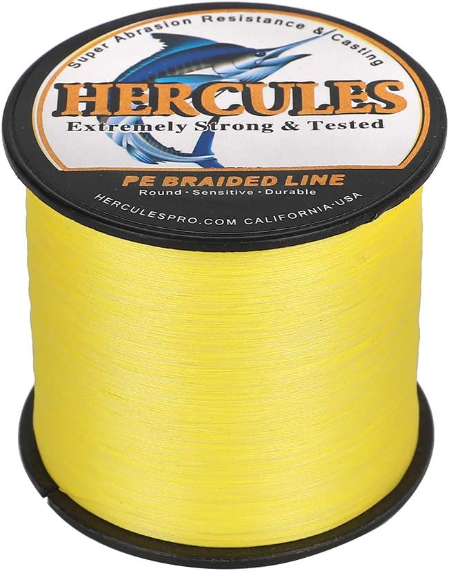 HERCULES Cost-Effective Super Strong 4 Strands Braided Fishing Line 6LB to 100LB Test for Salt-Water, 109/328 / 547/1094 Yards (100M / 300M / 500M / 1000M), Diam# 0.08MM - 0.55MM, Hi-Grade