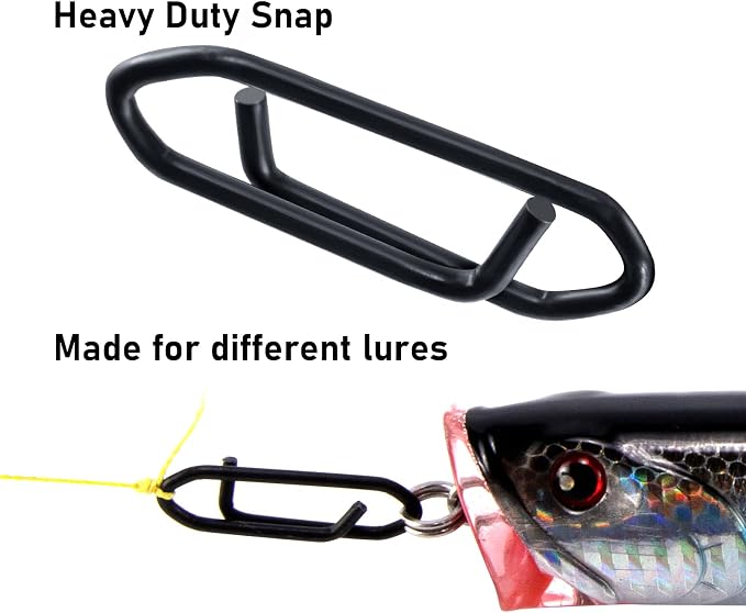 Dr.Fish Fishing Power Clips Stealth Stainless Steel Speed Lure Clips Quick Change Fishing Snap Connector Saltwater Freshwater Terminal Tackle