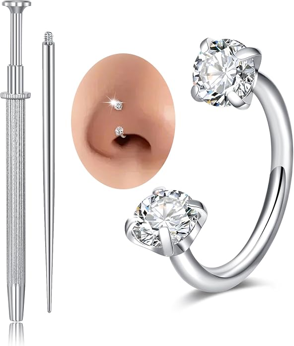 MODRSA 20g 16g 18g Piercing Taper Internal Threaded Piercing Taper Insertion Threader Tool Threadless Jewelry Changing Tool Horseshoe Nose Ring Labret Earring Studs Applicator Piercing Ball Grabber