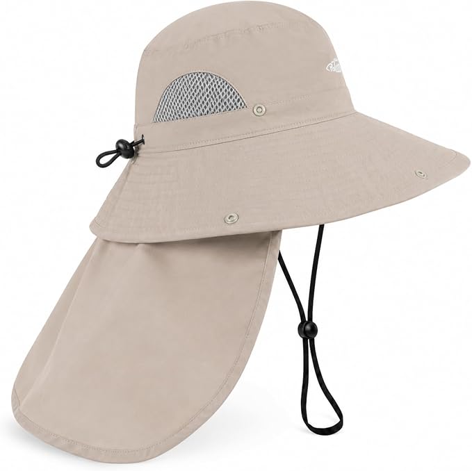 Palmyth Fishing Hat with Detachable Neck Flap UPF 50+ Sun Hats for Men, Breathable Mesh UV Protection for Fishing Hiking