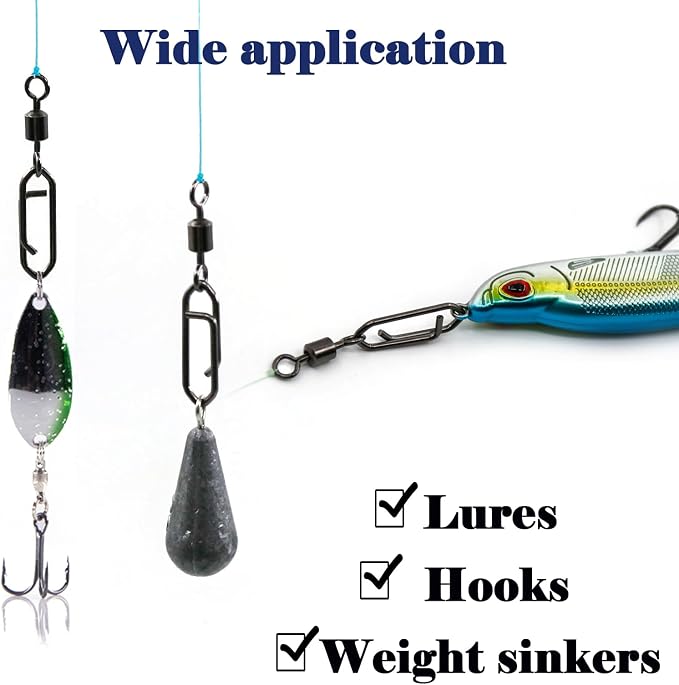 50Pcs High Strength Fishing Swivels | Ball Bearing Snap Swivels with Stainless Steel| Saltwater/Freshwater Quick-Change Snap Swivels for Catfishing Tackle,Lures