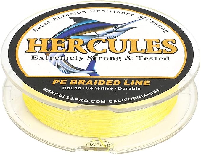 HERCULES Cost-Effective Super Strong 4 Strands Braided Fishing Line 6LB to 100LB Test for Salt-Water, 109/328 / 547/1094 Yards (100M / 300M / 500M / 1000M), Diam# 0.08MM - 0.55MM, Hi-Grade