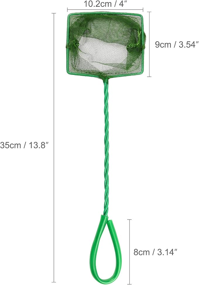 4 Pcs Aquarium Fish Net, 4 Inch Quick Catch Mesh Nylon Fishing Nets with Plastic Handle - Green