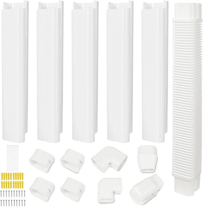 YoleShy 3'' 9 Ft Mini Split Line Set Cover PVC Mini Split Cover Kit Easy Installation Decorative Line Cover Kit for Mini Split AC Line Cover Kit for Heat Pump & Units Air Conditioners