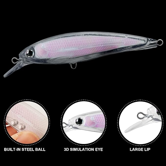 10pcs/20pcs Fishing Blanks Lures Kit Fishing Topwater Unpainted Swimbait Unpainted Crankbaits Hard Baits DIY Lure for Bass Salmon Trout Saltwater and Freshwater
