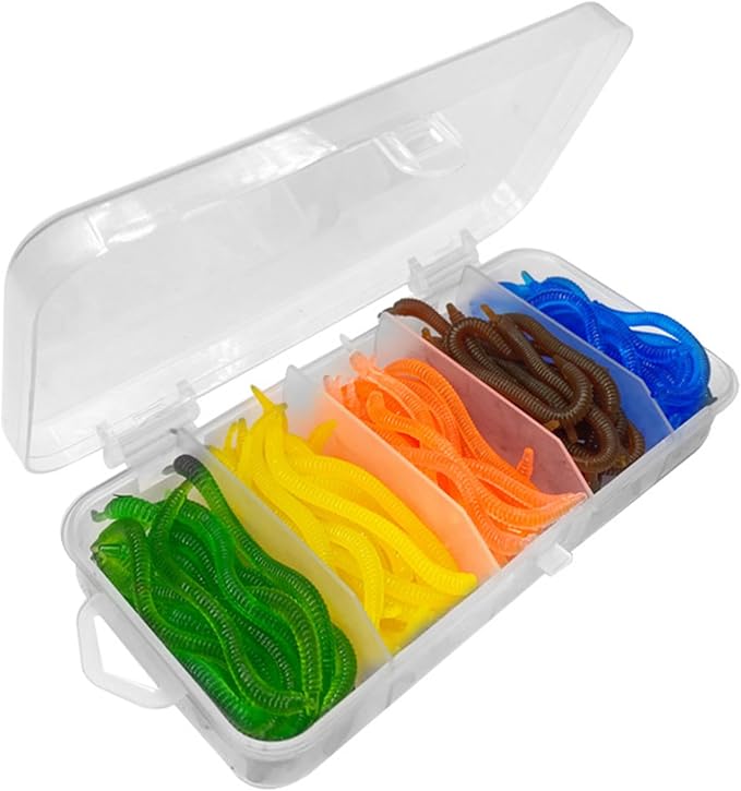 100Pcs Soft Fishing Lures Artificial Earthworms Baits Earthworms for Freshwater Flexible Freshwater