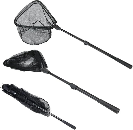 RESTCLOUD Fishing Landing Net with Telescoping Pole Handle, Fishing net Freshwater for Kids Men Women, Extend to 40-63 Inches
