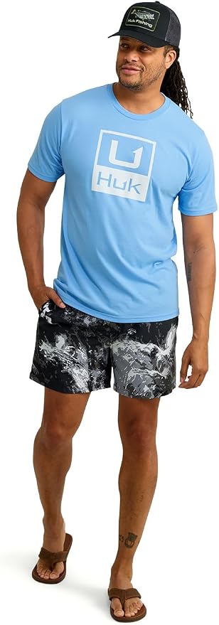 HUK Mens Performance Fishing Logo Tee, Short Sleeve T-Shirt for Men