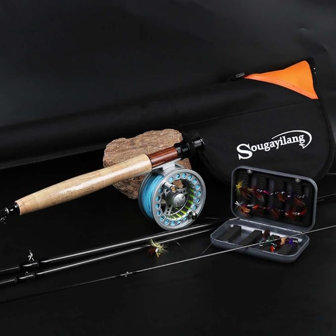 Sougayilang Saltwater Freshwater Fly Fishing Rod with Reel Combo Kit