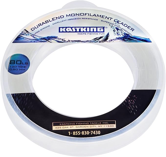KastKing DuraBlend Monofilament Leader Line - Premium Saltwater Mono Leader Materials - Big Game Spool Size 120Yds/110M