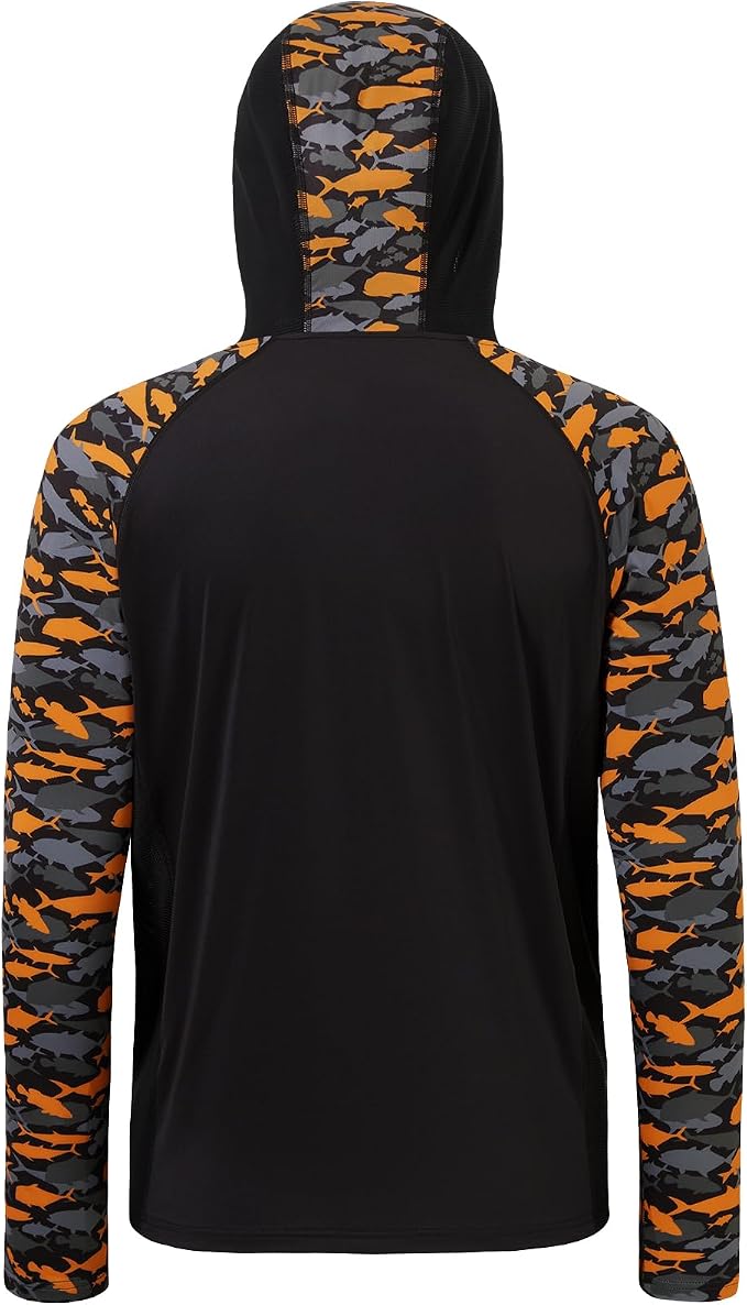 BASSDASH Men’s UPF 50 Performance Fishing Shirt Cooling Hoodie Camo Long Sleeve FS17M