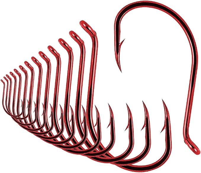 Octopus-Hook-Fishing-Beak-Circle-Hooks-Freshwater-Red-Black-100-50 Pack