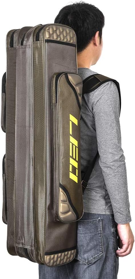 Lixada Fishing Rod Case Potable Canvas Fishing Pole Tools Reel Storage Bag Durable Fishing Gear Tackle Carry Cases 3 Layer, 90cm