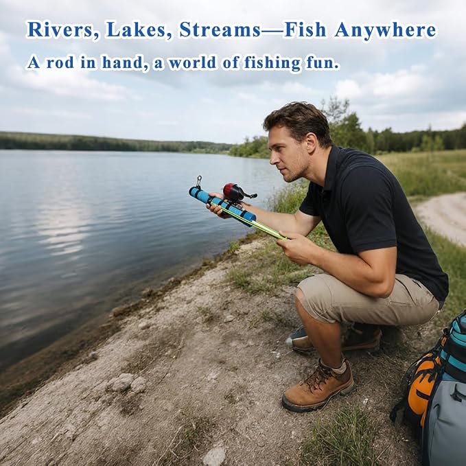 SUFFUSE Fishing Rod, Portable Catapult Lure Fishing Tools, Saltwater and Freshwater Great Gear for Traveling