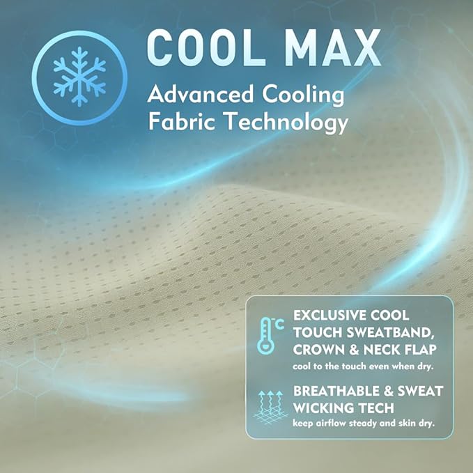 TOP-EX Cooling Sun Hat with Neck Flap – UPF 50+ Wide Brim Breathable Hat for Hiking, Fishing & Big Heads