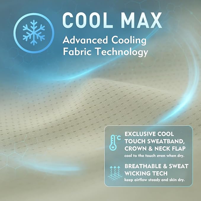 TOP-EX Cooling Sun Hat with Neck Flap – UPF 50+ Wide Brim Breathable Hat for Hiking, Fishing & Big Heads